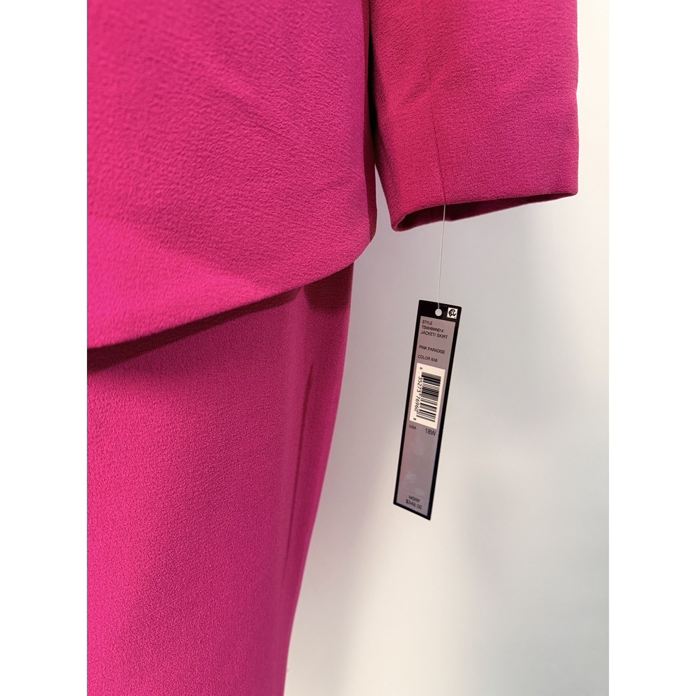 NEW $349 Tahari ASL Skirt Suit Womens Sz 18W 2 Pc Set Pink Belted Blazer Midi - Picture 5 of 16